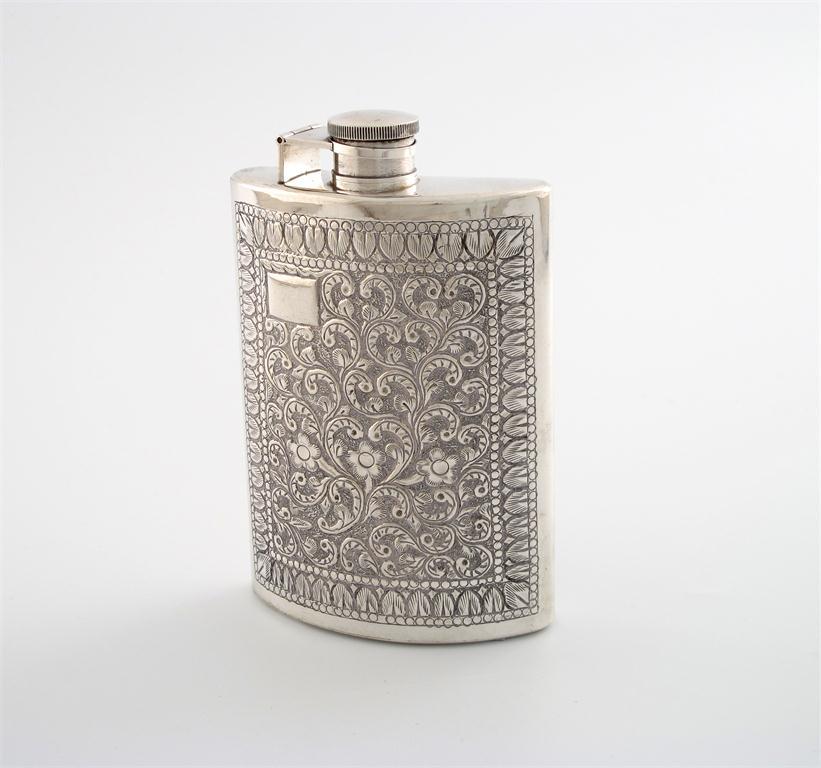 Appraisal: An Indian silver spirit flask