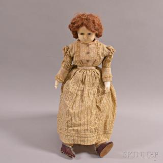 Appraisal: Composition Shoulder Head Doll th century with inset paperweight eyes