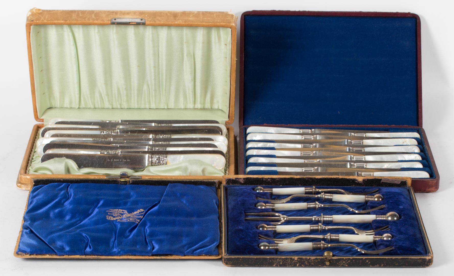 Appraisal: Mother-of-pearl handled flatware three boxed sets Undernumber