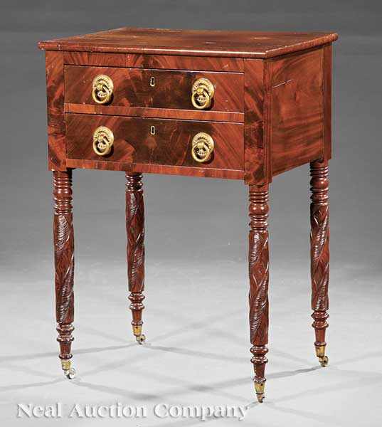 Appraisal: An American Classical Carved Mahogany Work Table early th c