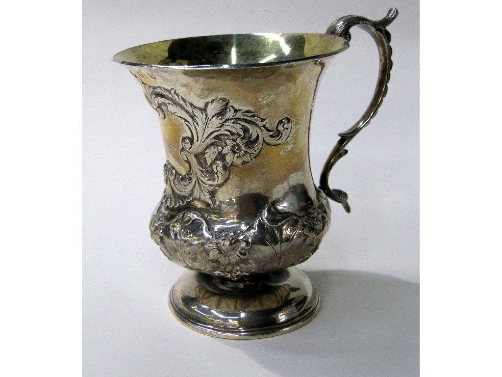 Appraisal: William IV embossed silver tankard Glasgow