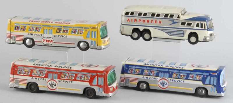 Appraisal: Lot of Tin Airport-Themed Bus Friction Toys Description Japanese Mostly