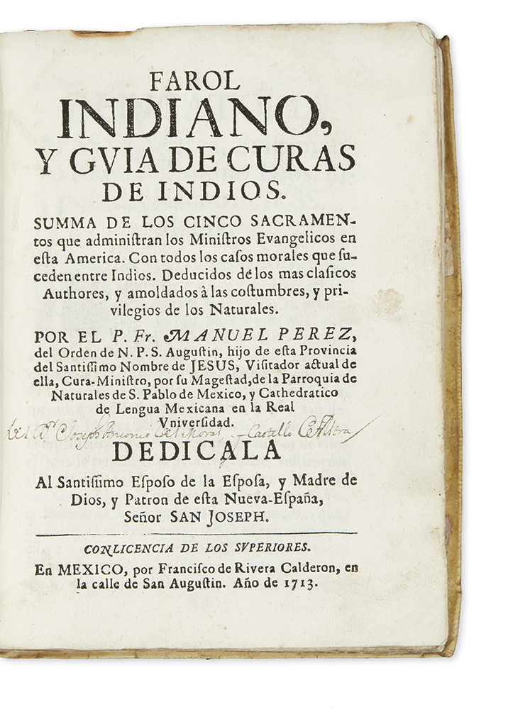 Appraisal: MEXICO P rez Manuel Farol indiano y guia de curas