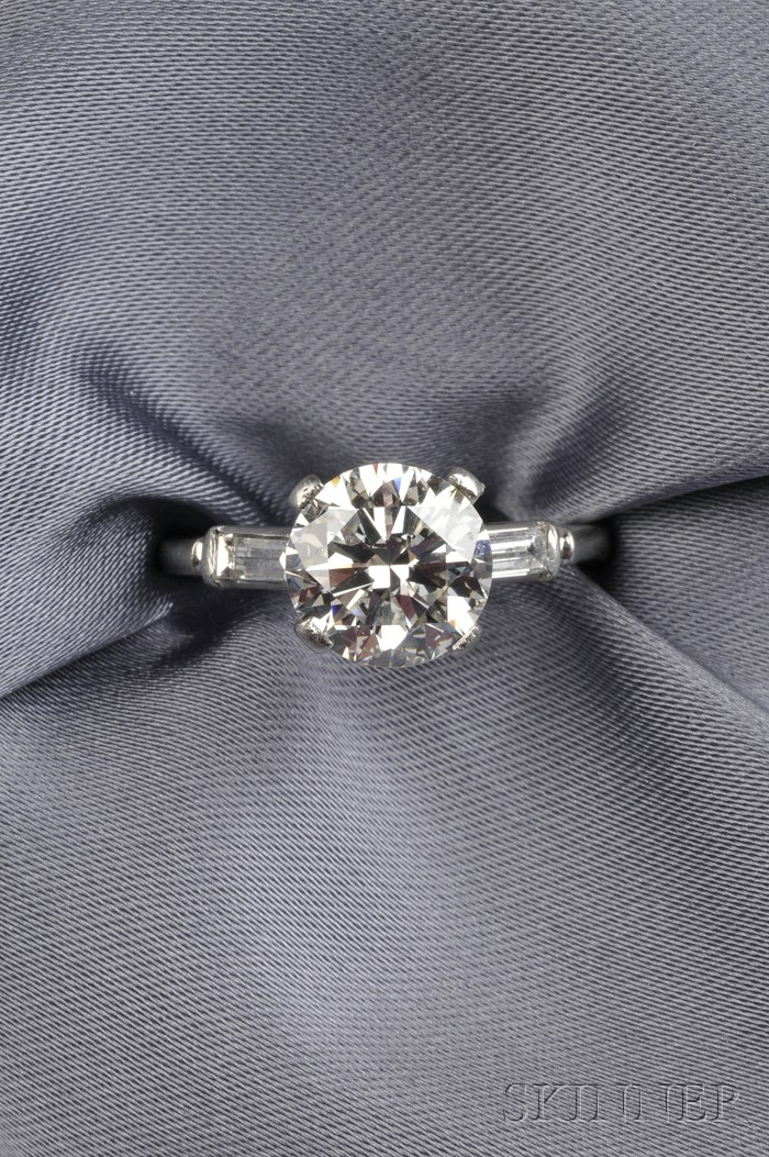 Appraisal: Platinum and Diamond Solitaire prong-set with a full-cut diamond weighing