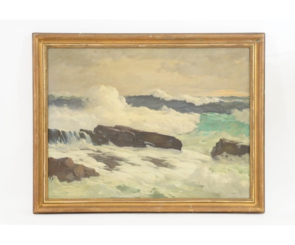 Appraisal: Alphonse J Shelton - American oil on canvas large seascape