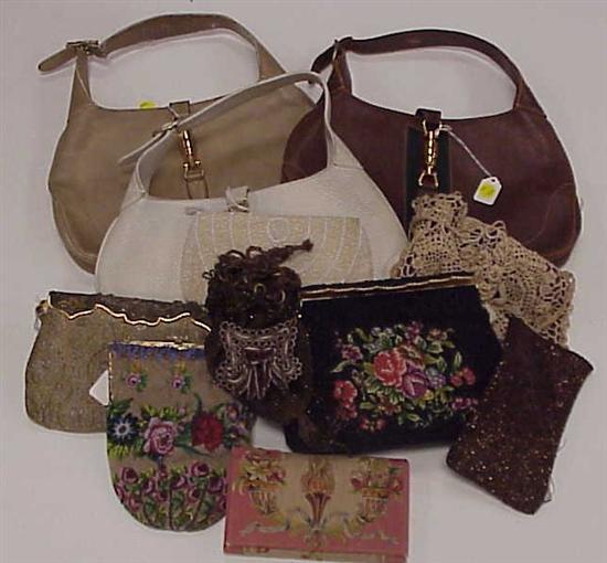 Appraisal: Three vintage Gucci leather purses including a saddlebag form with