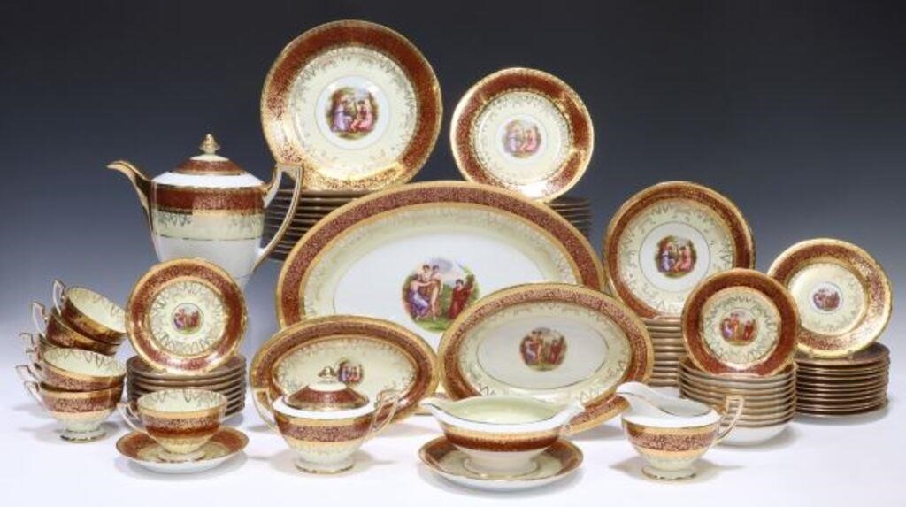 Appraisal: lot of Porcelain dinner service possibly Bavarian featuring images after