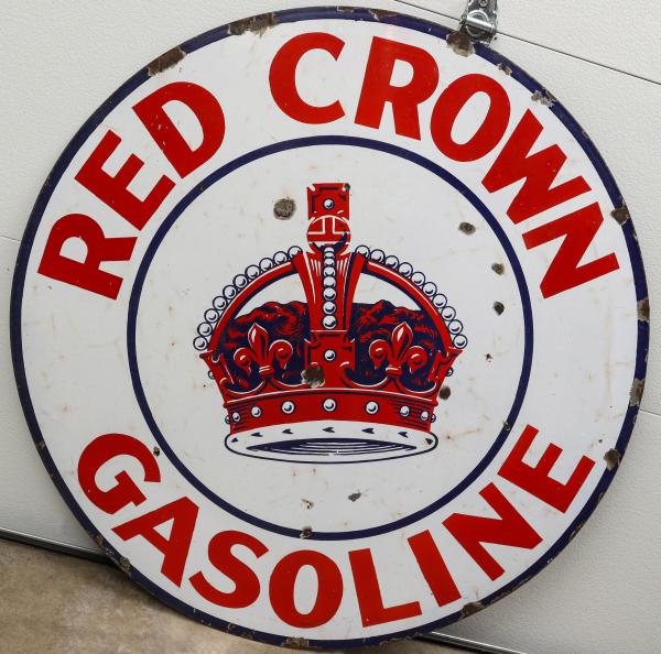 Appraisal: A RED CROWN GASOLINE SINGLE SIDED PORCELAIN SIGNThe original example