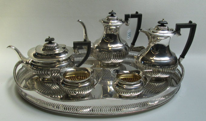 Appraisal: ENGLISH SILVER PLATED TEA AND COFFEE SET PLUS SERVING TRAY