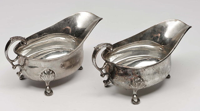 Appraisal: A PAIR OF SILVER SAUCE BOATS marks for London both