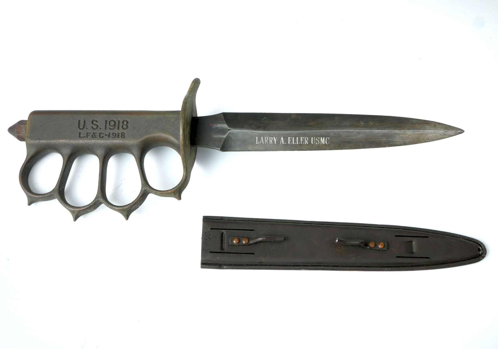 Appraisal: WWI US TRENCH KNUCKLE DUSTER KNIFE Serial by Landers Fray