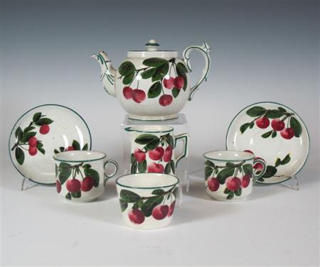 Appraisal: A Wemyss pottery matched part tea set each item decorated