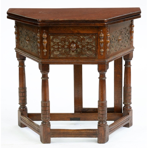 Appraisal: A carved oak credence table in Jacobean style cm h