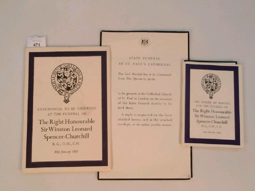 Appraisal: Churchill State Funeral Ceremonial programme and two orders of service