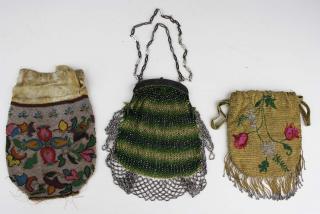 Appraisal: Mid Th C Victorian Beaded Handbags Including Two Glass Beaded