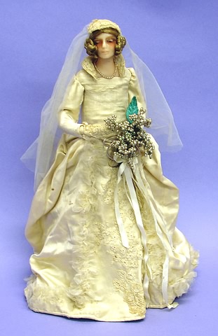 Appraisal: Wax head bride doll This may be a one of