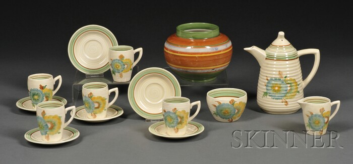 Appraisal: Fourteen Clarice Cliff Honey Dew Pattern Teaware Items and a