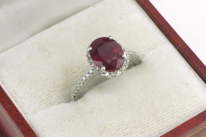 Appraisal: RUBY DIAMOND AND FOURTEEN KARAT WHITE GOLD RING with appraisal