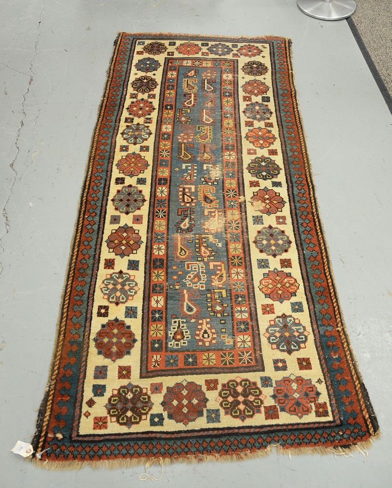 Appraisal: Caucasian Oriental Throw Rug some wear ' x ' Caucasian