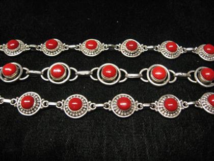 Appraisal: Group of three assorted red coral bracelets All three bracelets