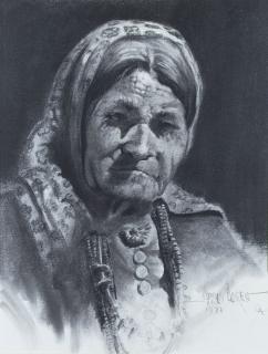 Appraisal: Old Woman Navajo by James Boren James Boren - charcoal