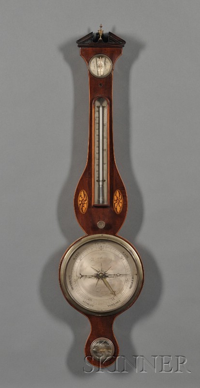 Appraisal: Inlaid Mahogany Veneer Wheel Barometer W Smith London early th