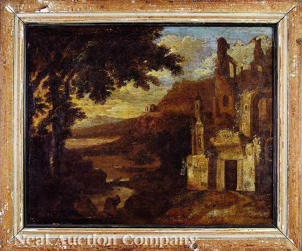 Appraisal: Continental School early th c Ruins the Castle Keep oil