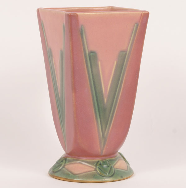 Appraisal: Futura V vase by Roseville raised geometric pattern H Very