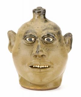 Appraisal: Signed Lanier Meaders Face Jug with Seven Teeth Lanier Meaders