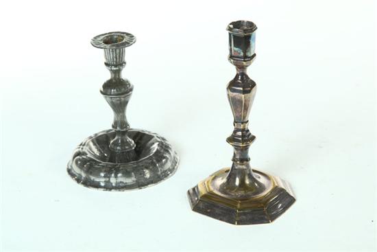 Appraisal: TWO CANDLESTICKS Continental late th-early th century Silvered brass stick