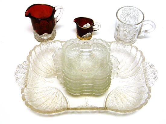 Appraisal: Assorted pressed glass ten pieces Victorian ice cream set with