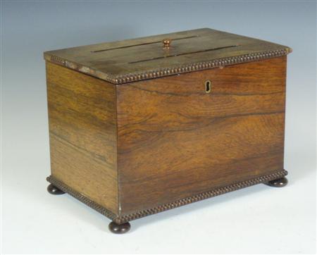 Appraisal: A th century rosewood letter box of rectangular form with