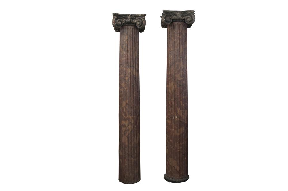 Appraisal: PAIR OF FAUX MARBLE IONIC COLUMNSCondition one without base the