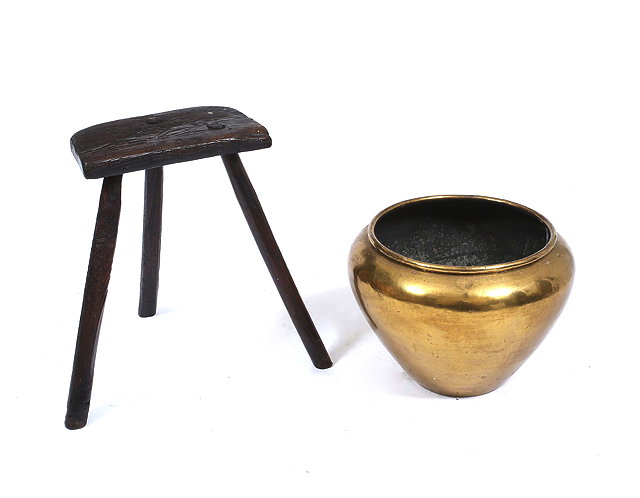 Appraisal: A TH CENTURY COUNTY MADE STOOL with three legs and