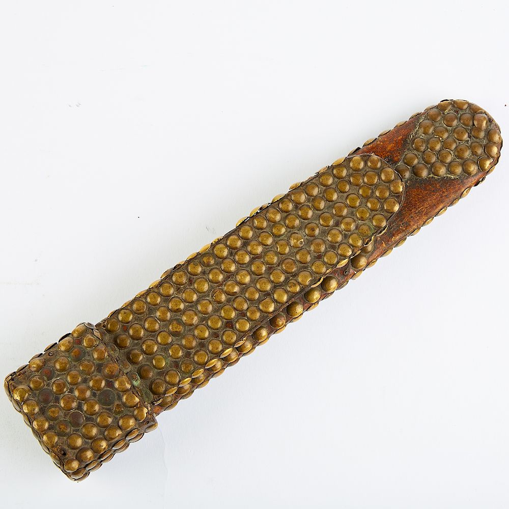 Appraisal: Plains Cree Brass Tack Knife Sheath Plains Cree Nehiyawak brass