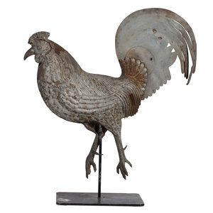 Appraisal: A Cast Iron and Tin Rooster Weathervane and Tin Heron