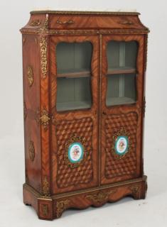 Appraisal: FRENCH BRONZE MOUNTED KINGWOOD BIBLIOTECH WITH SEVRES PLAQUES FRENCH BRONZE