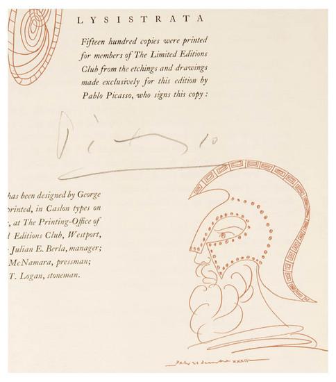 Appraisal: PICASSO Pablo and Gilbert SELDES Lysistrata by Aristophanes New York