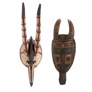 Appraisal: Two Horned African Masks carved wood the first being a