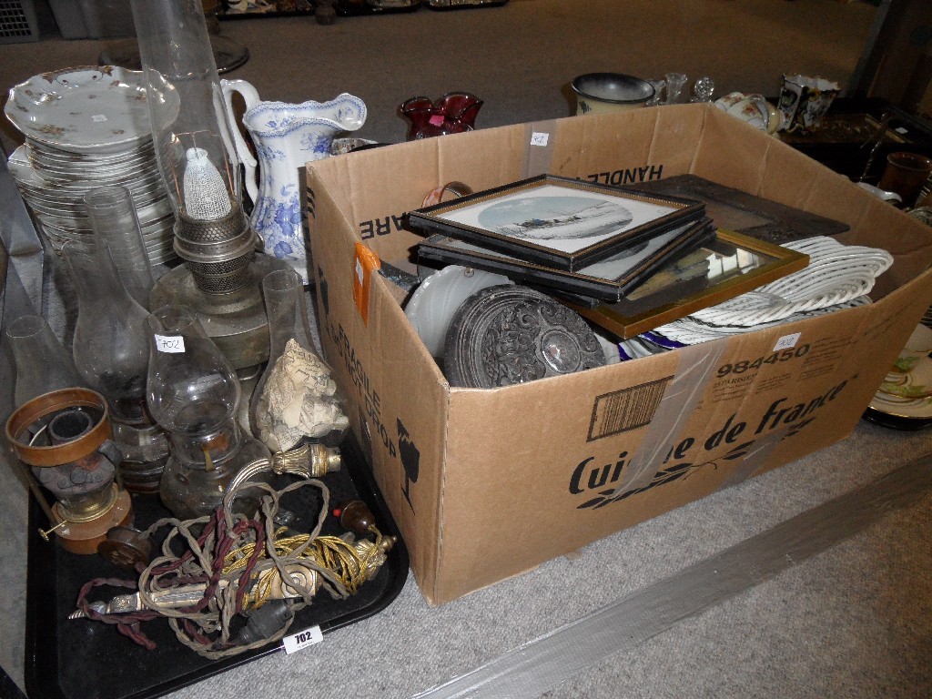 Appraisal: Lot comprising a tray of paraffin lamps and a box