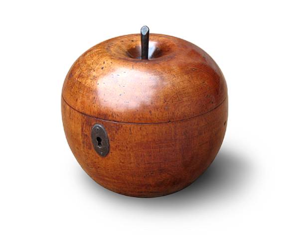 Appraisal: A George III fruitwood apple form tea caddy late th