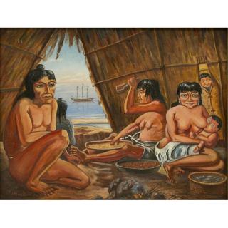 Appraisal: V Ushanoff Painting Framed oil on canvas depiction of an