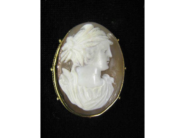 Appraisal: Cameo Brooch th Century Carved Shell portrait of a maiden