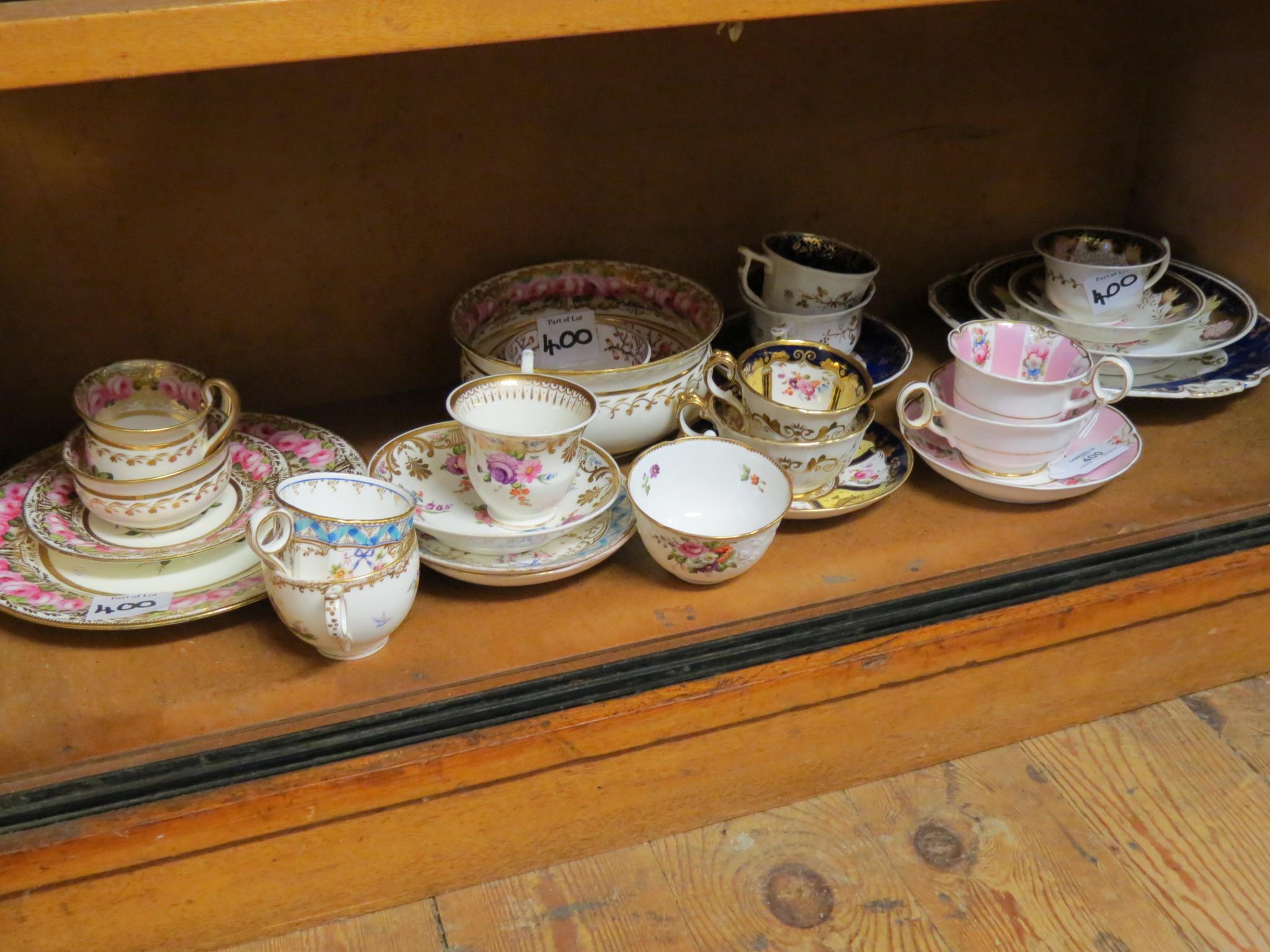 Appraisal: Victorian bone china teaware including trios bright floral designs items