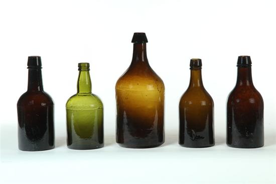 Appraisal: FIVE SPIRITS BOTTLES American rd quarter- th century various makers