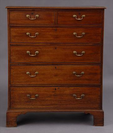 Appraisal: GEORGE III MAHOGANY TALL CHEST OF DRAWERS The molded top