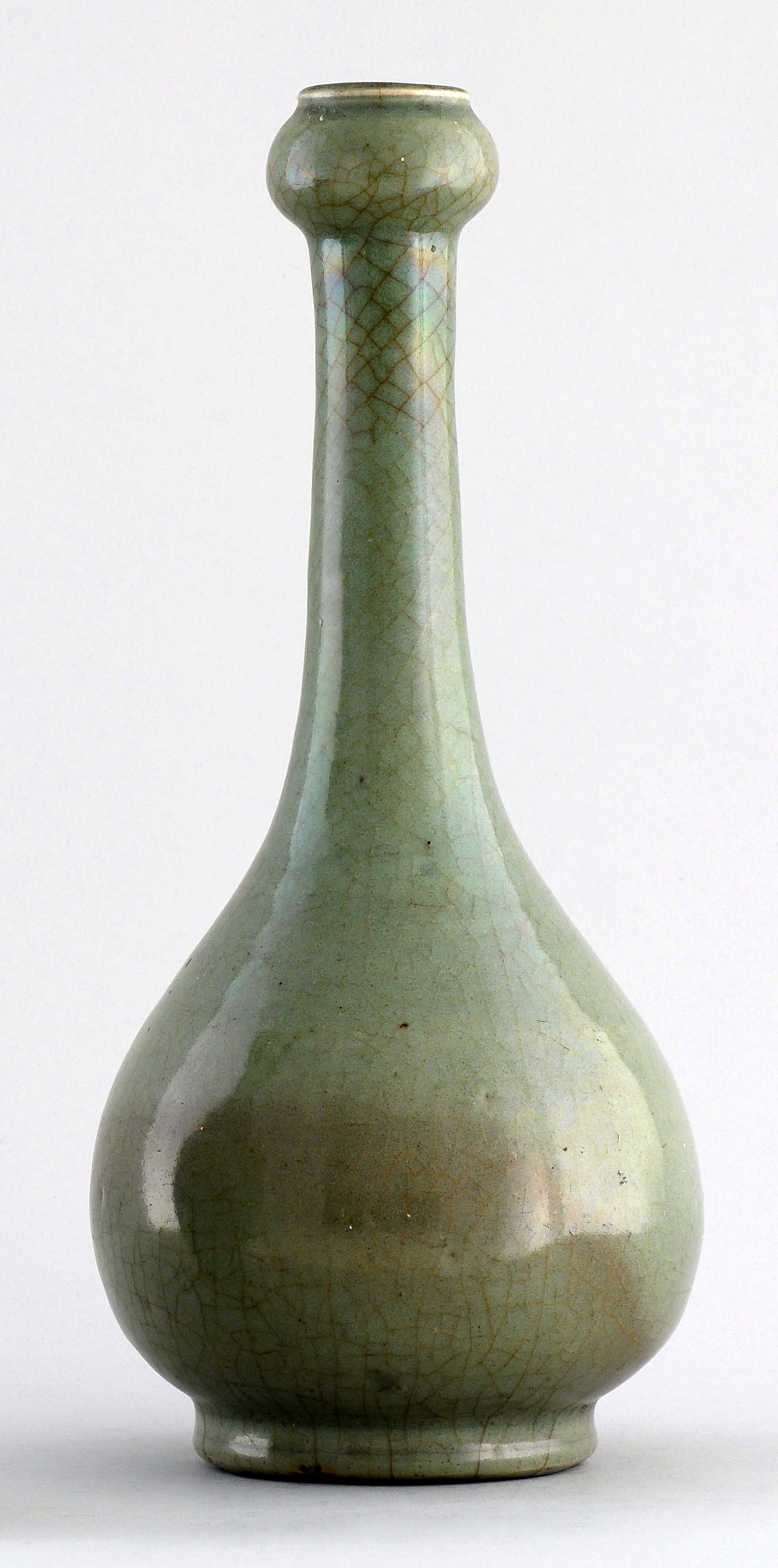 Appraisal: CELADON STONEWARE VASE Ming DynastyIn baluster form with crackle glaze