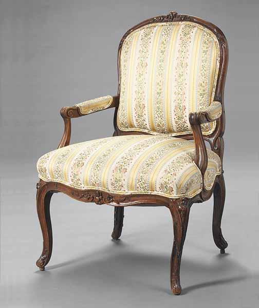 Appraisal: A Louis XV Carved Walnut Fauteuil mid- th c foliate