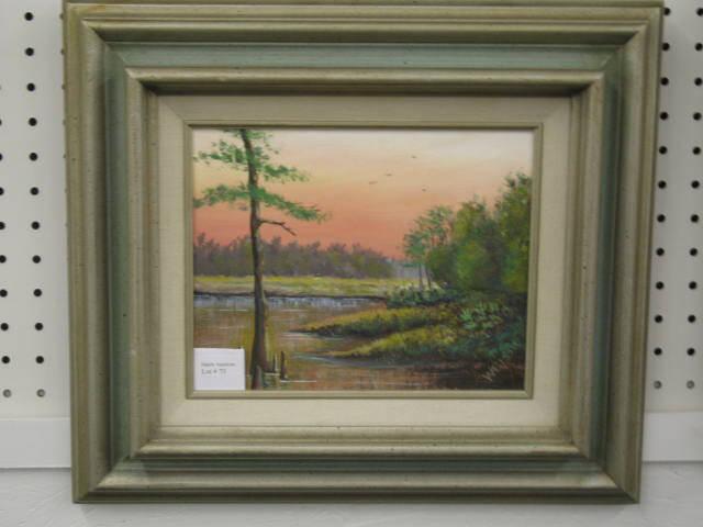 Appraisal: Theodore Weisse Jr Oil Florida Sunset with Cyprus Tree