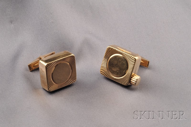 Appraisal: Whimsical kt Gold Music Box Cuff Links both of square